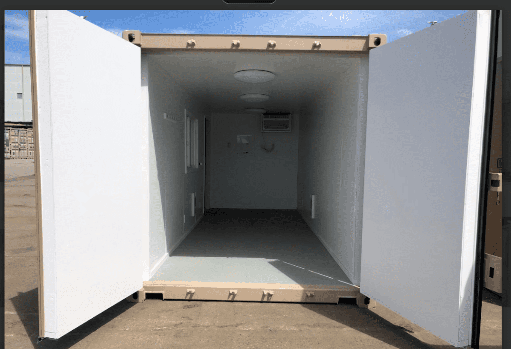 Inside of a Storeplex custom built container